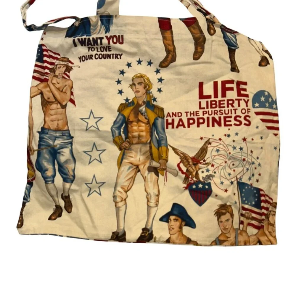 Yankee Doodle Dandy Gay UNcle Sam cotton recycled reusable tote bag